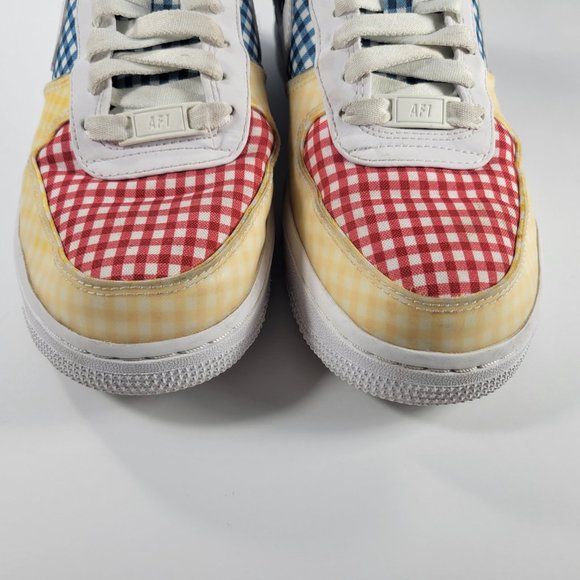 Nike RARE Air Force 1 Low QS Gingham Pack Print Platform Sneakers Size 6… - Picture 9 of 11